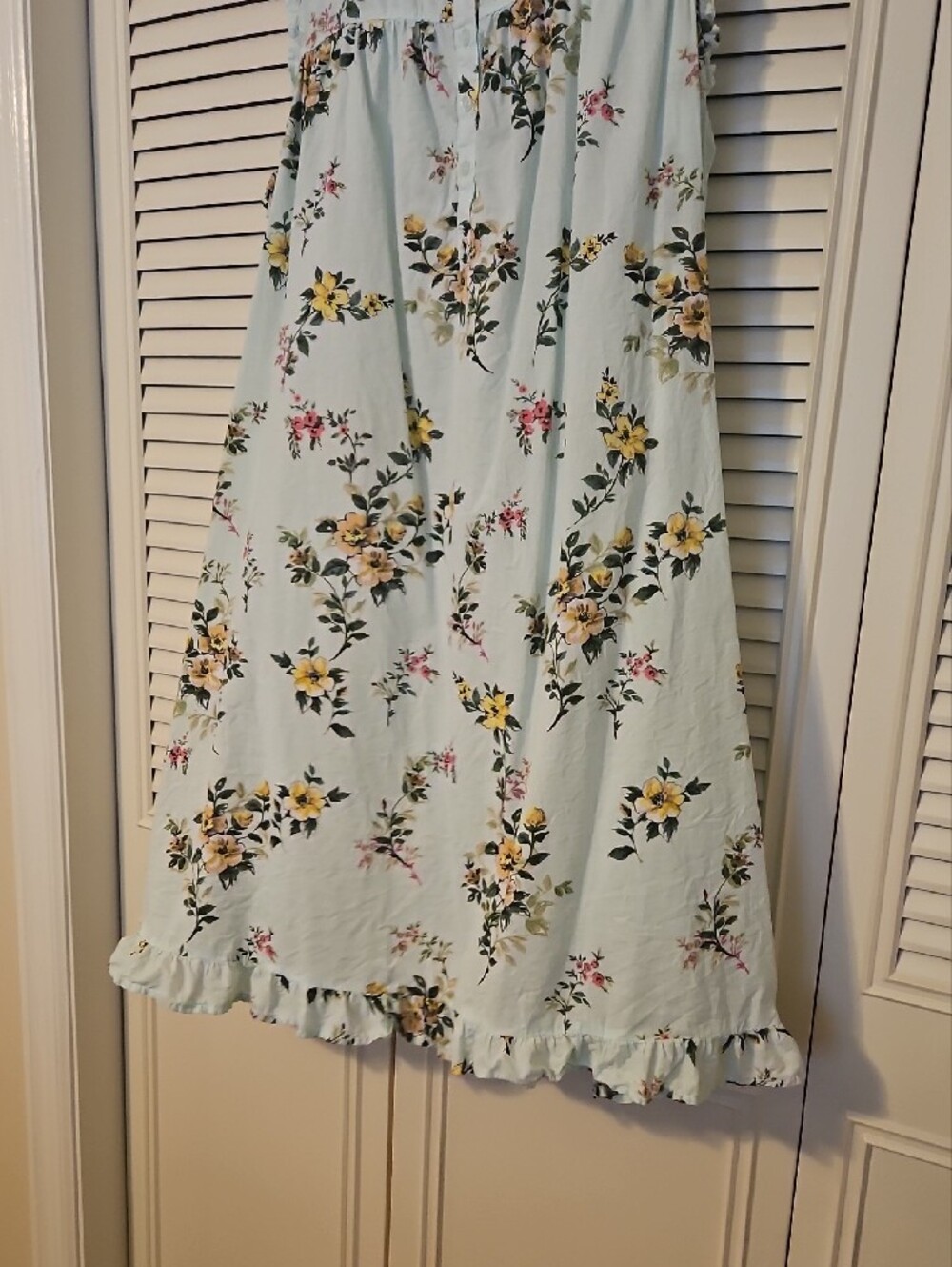 Adonna Light Mint Floral Midi Cotton Dress with Yellow Blossoms - Picture 7 of 10
